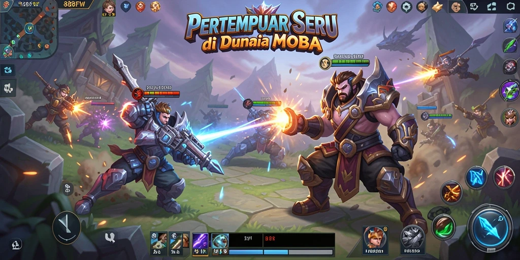 Tampilkan aksi seru dari gameplay MOBA 888FW.