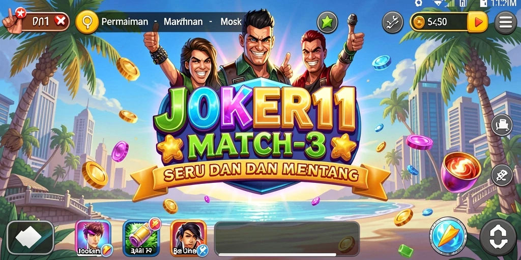 Tampilan screenshot JOKER11 menunjukkan aksi seru dalam gameplay Match-3.