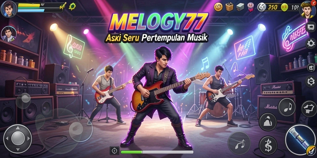 Screenshot MELODY77 menampilkan aksi seru dalam pertempuran yang dinamis.