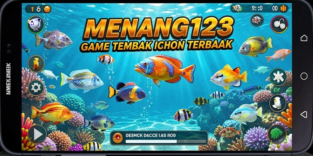 Tampilan layar permainan MENANG123 dengan suasana tembak ikan yang seru.