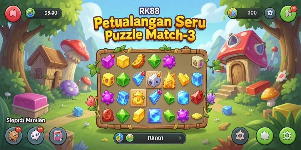 Screenshot menampilkan gameplay seru RK88 dalam genre Match-3.