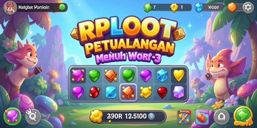 Tampilan gameplay Match-3 yang seru dan penuh warna dari RPLOOT.