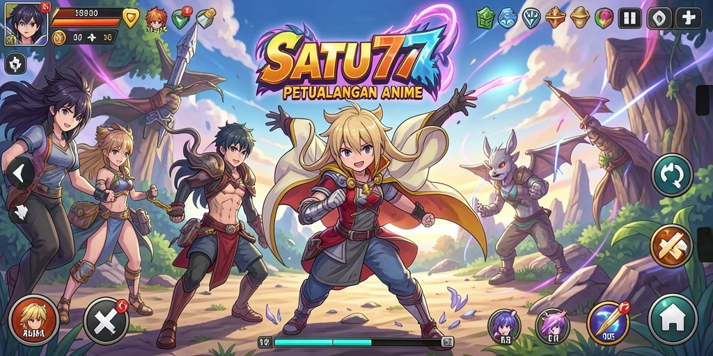Tampilan gameplay seru dari SATU77 dengan karakter Anime yang menawan.