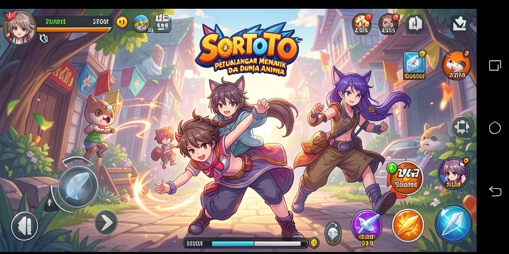 Screenshot menampilkan aksi seru dan karakter anime di SORTOTO.