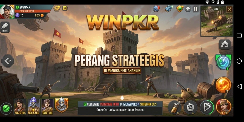 Tampilan gameplay WINPKR dengan menara pertahanan yang menantang.